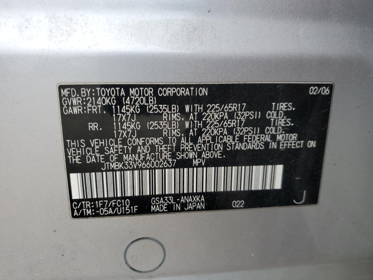 2006 TOYOTA RAV4