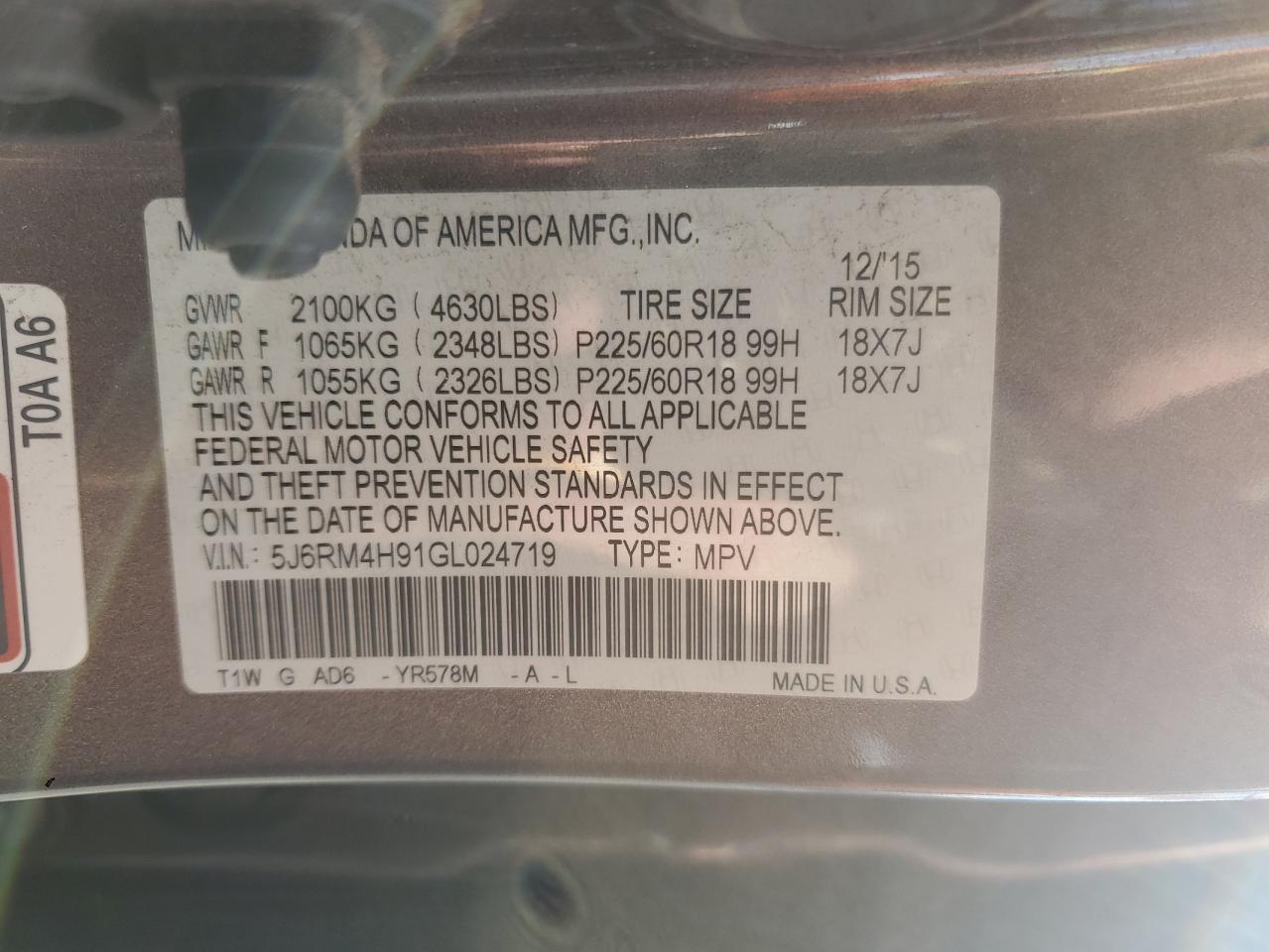 2016 HONDA CR-V