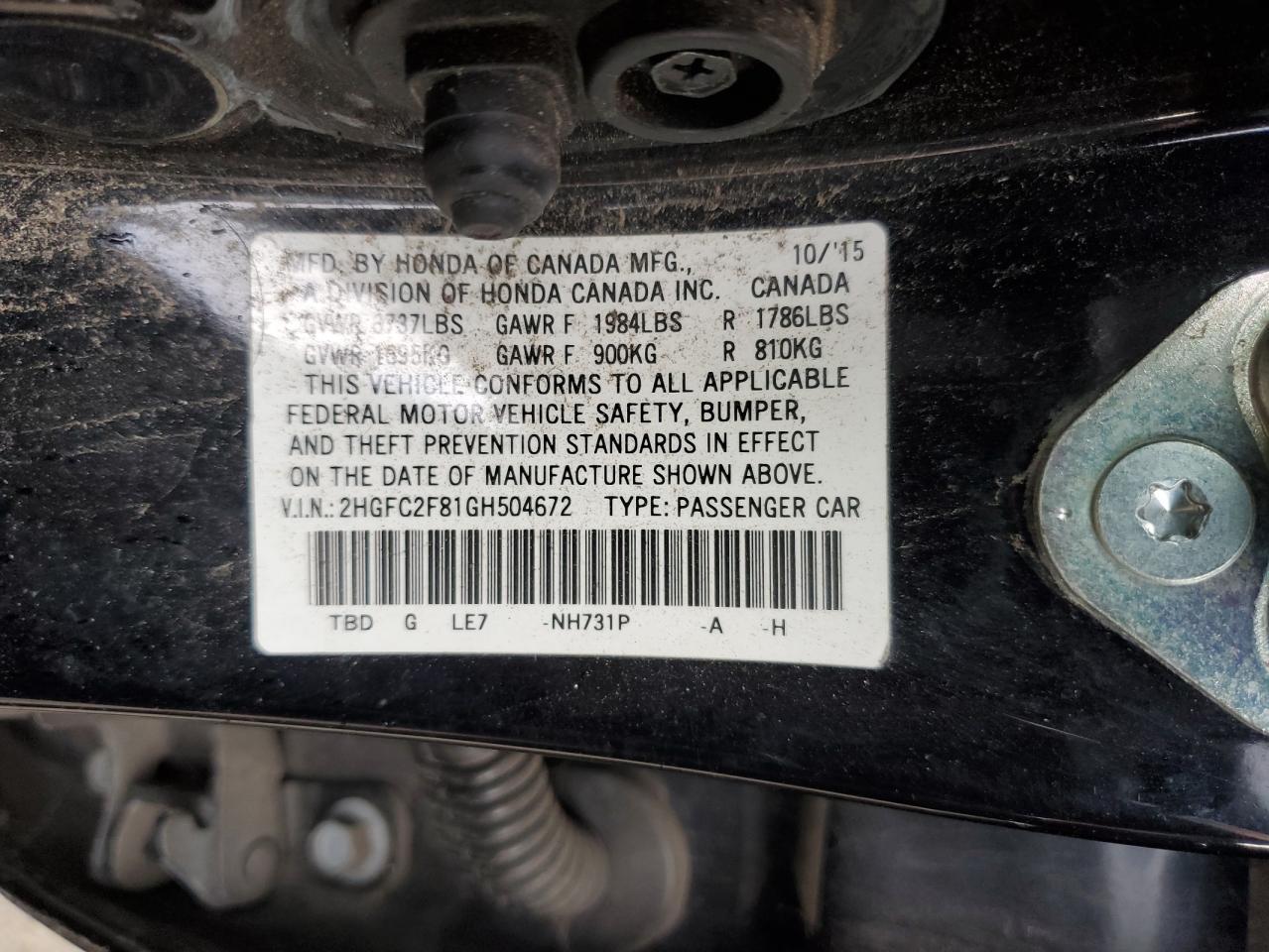 2016 HONDA CIVIC