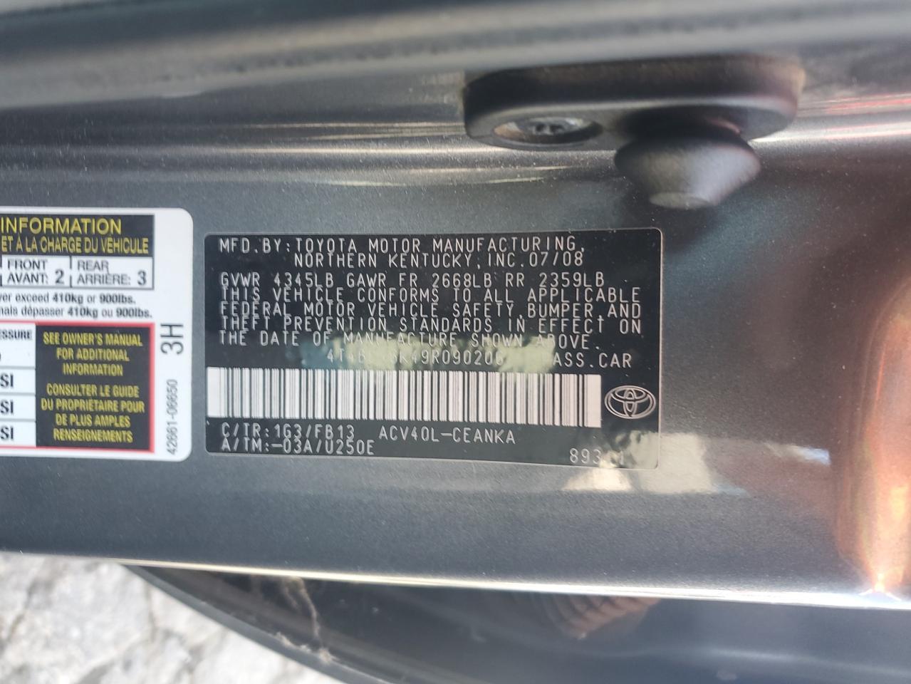 2009 TOYOTA CAMRY
