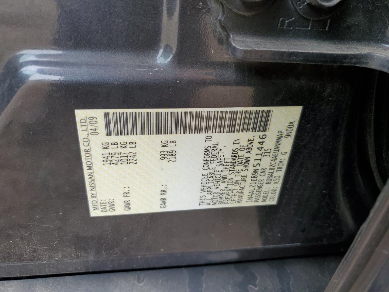 2009 NISSAN ALTIMA