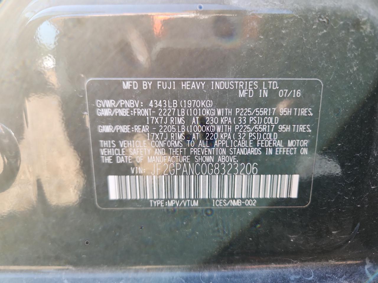 2016 SUBARU Crosstrek