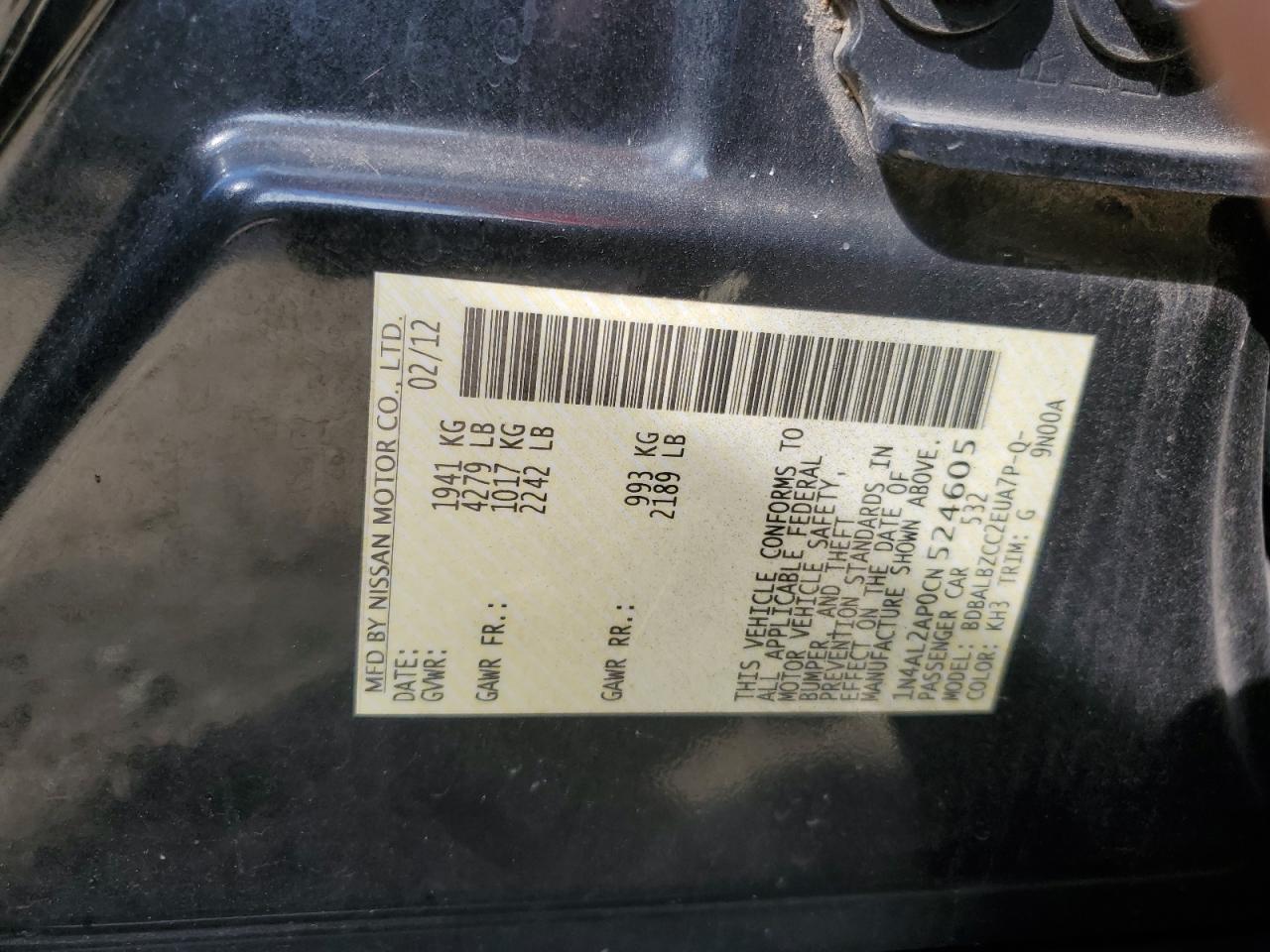2012 NISSAN ALTIMA