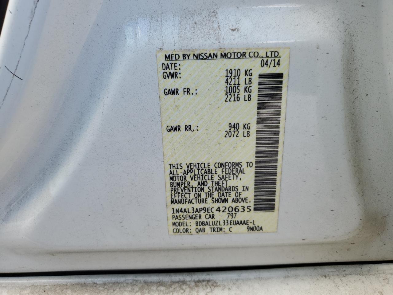 2014 NISSAN ALTIMA