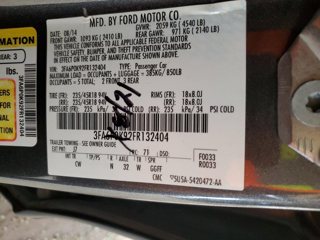 2015 FORD FUSION