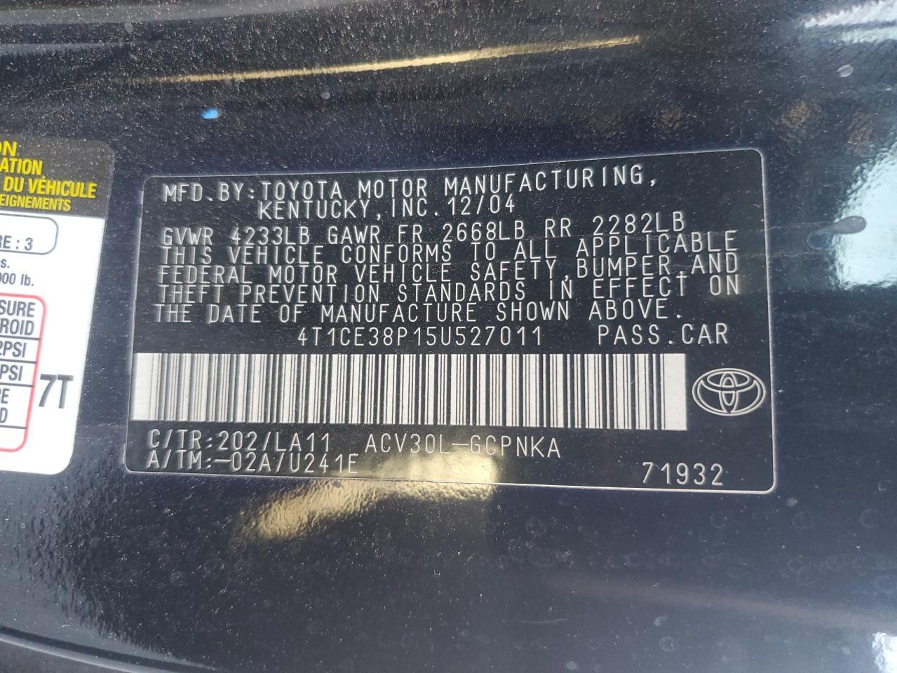 2005 TOYOTA CAMRY