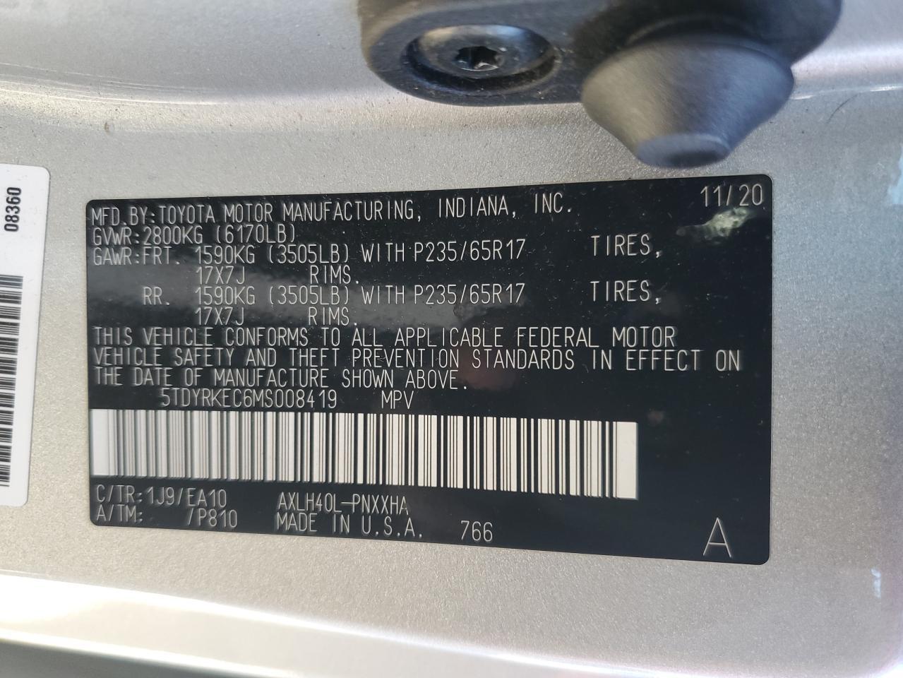 2021 TOYOTA SIENNA