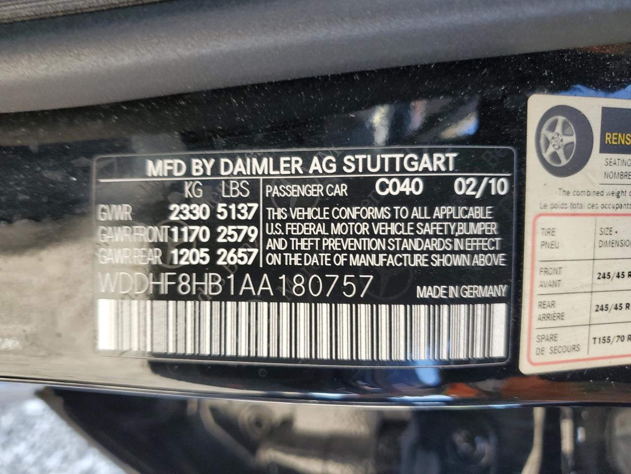 2010 MERCEDES-BENZ E-Class