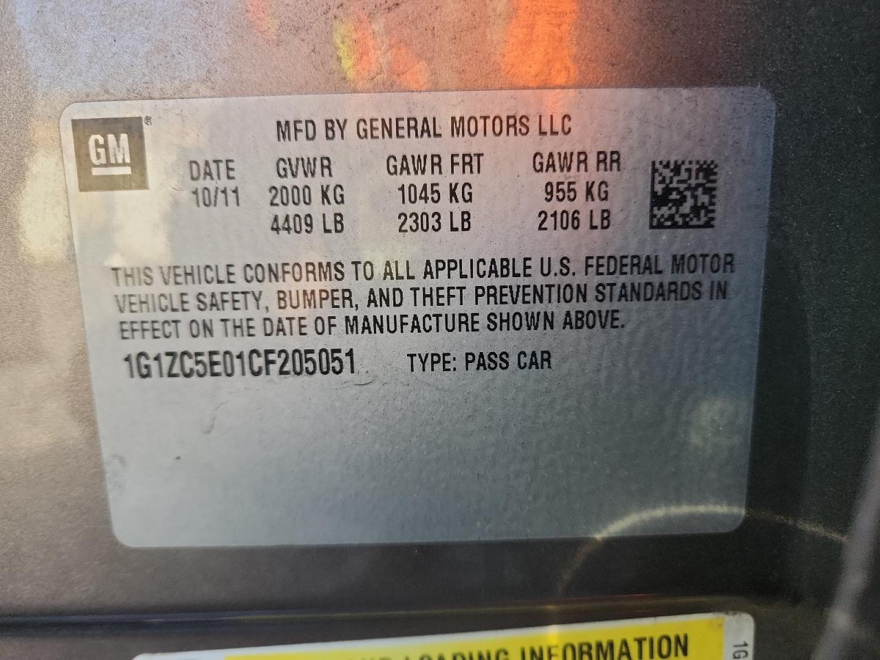 2012 CHEVROLET MALIBU