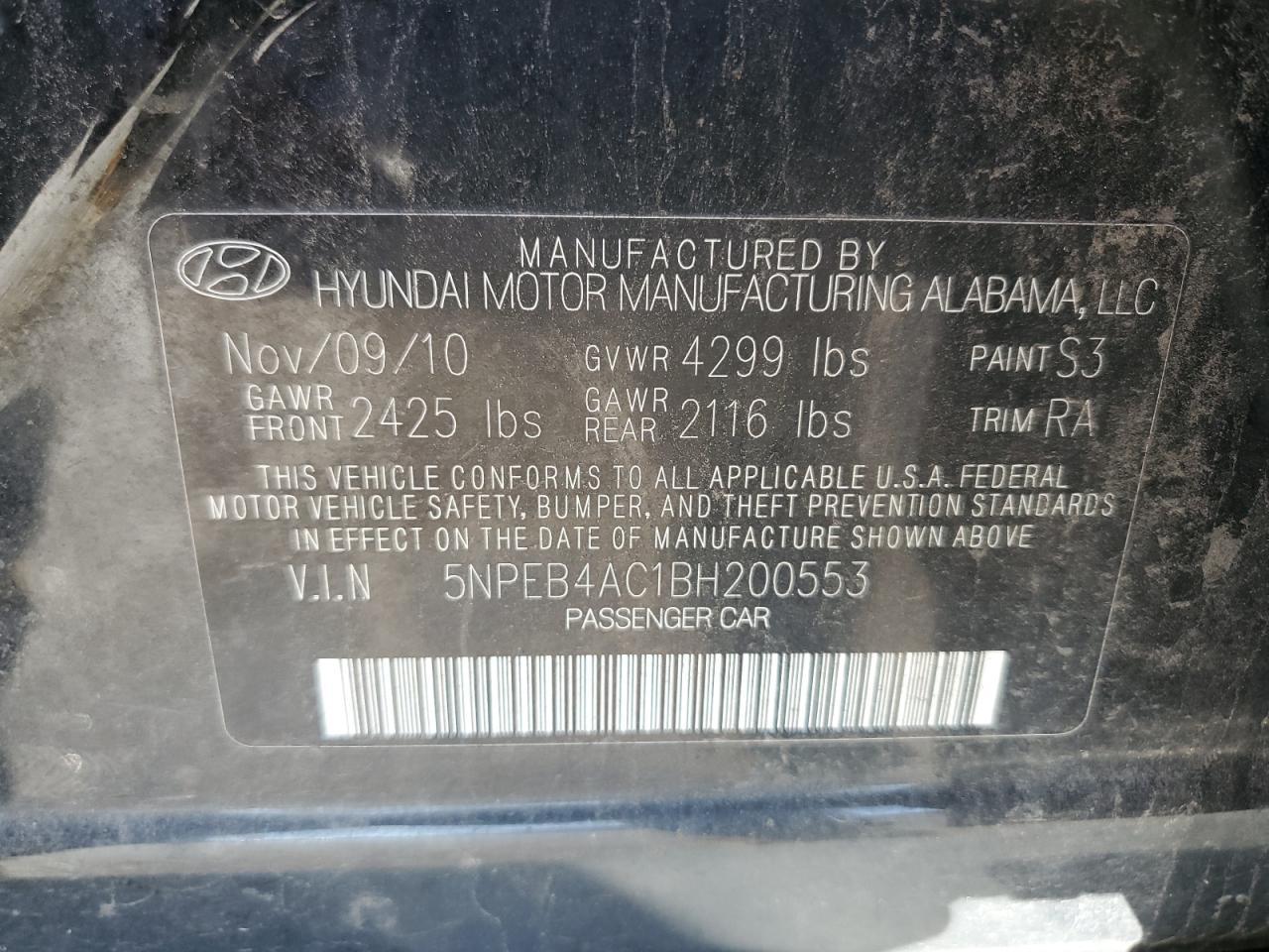 2011 HYUNDAI SONATA