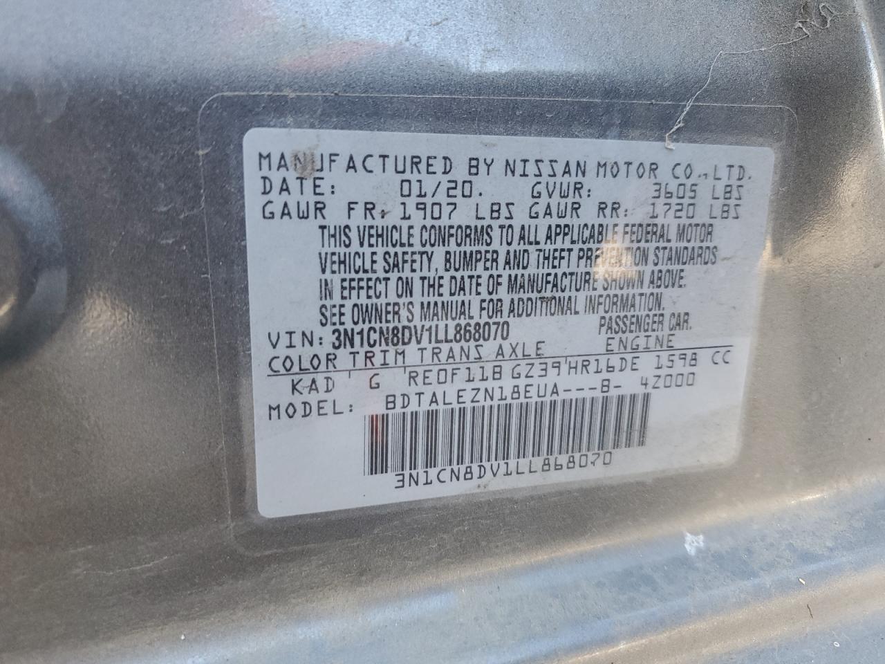 2020 NISSAN VERSA