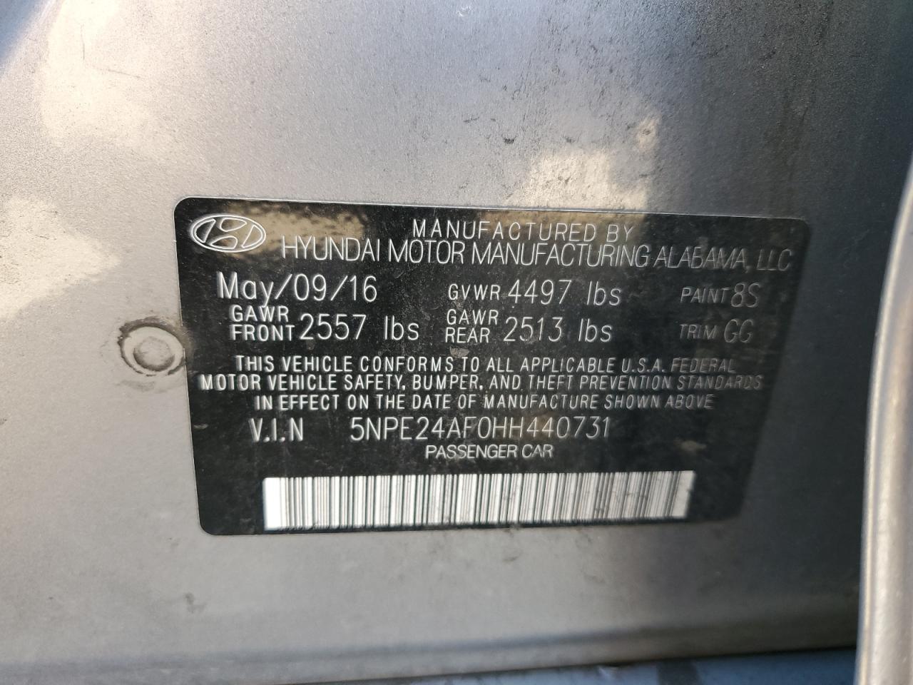 2017 HYUNDAI SONATA