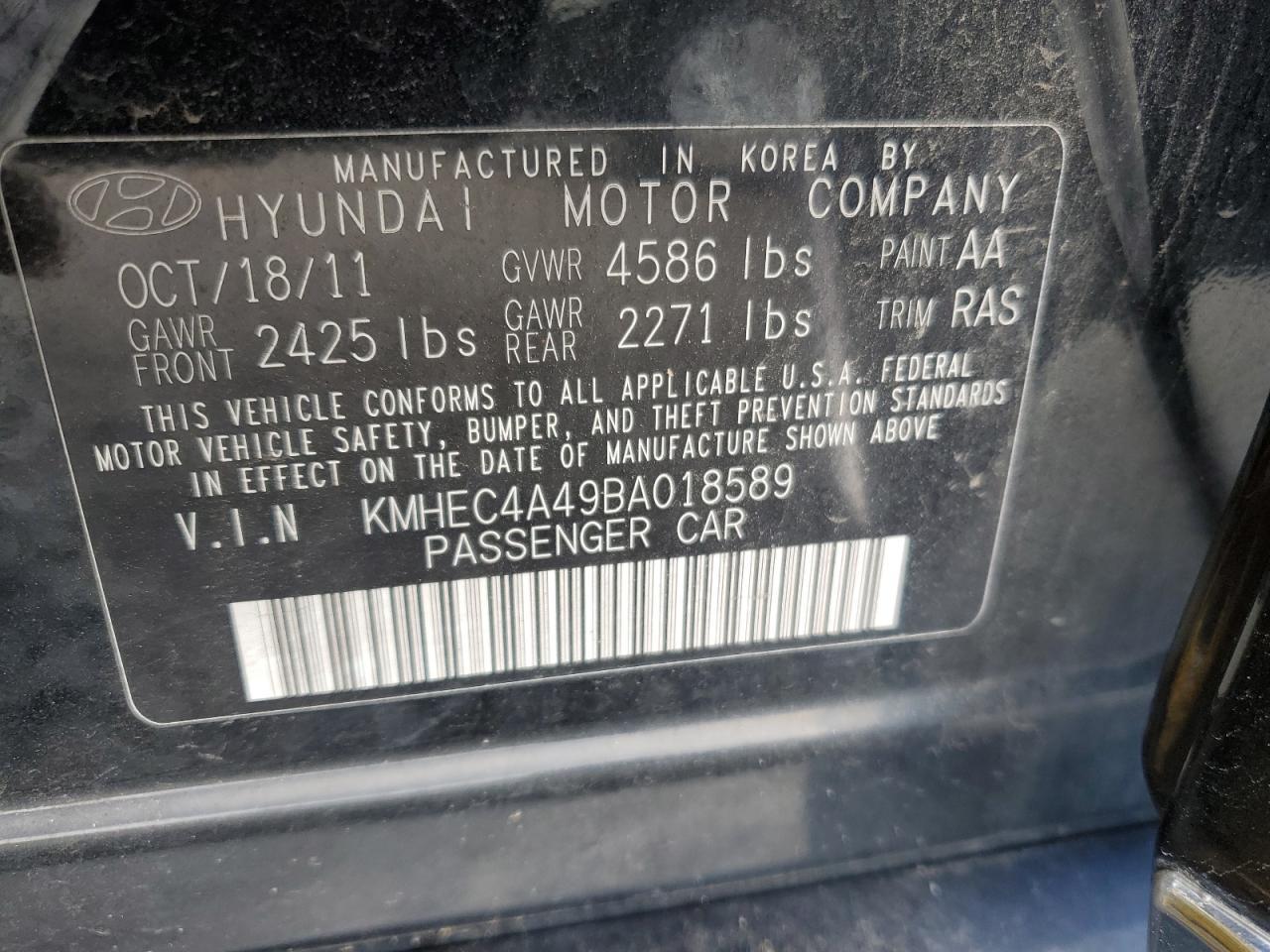 2011 HYUNDAI SONATA