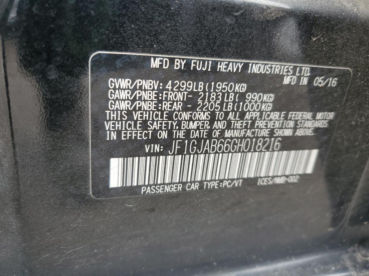 2016 SUBARU IMPREZA