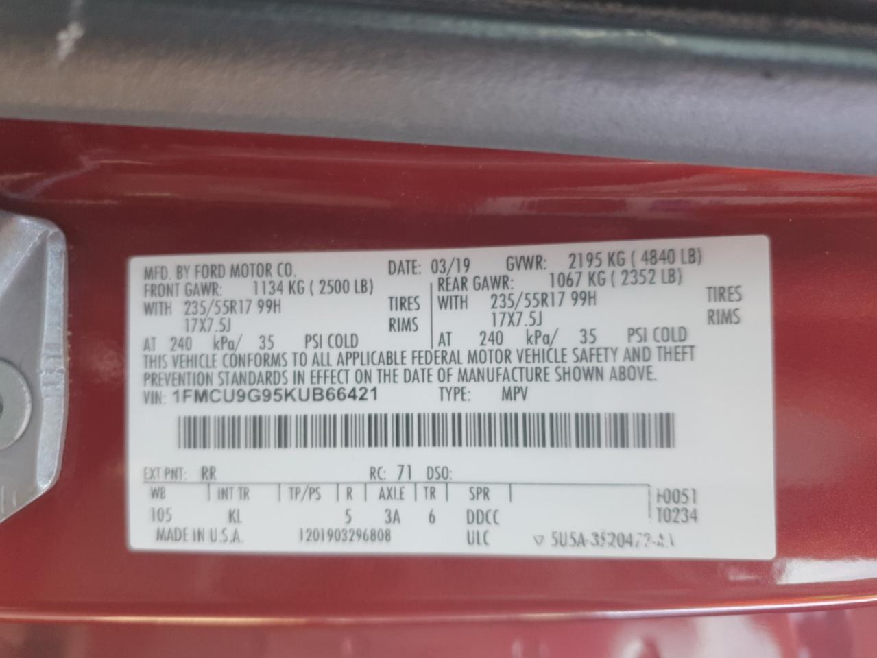 2019 FORD ESCAPE