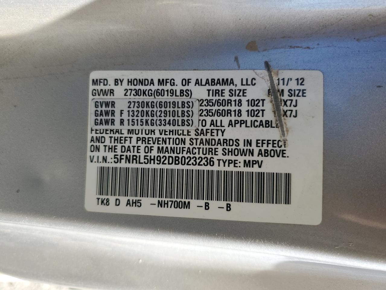 2013 HONDA ODYSSEY