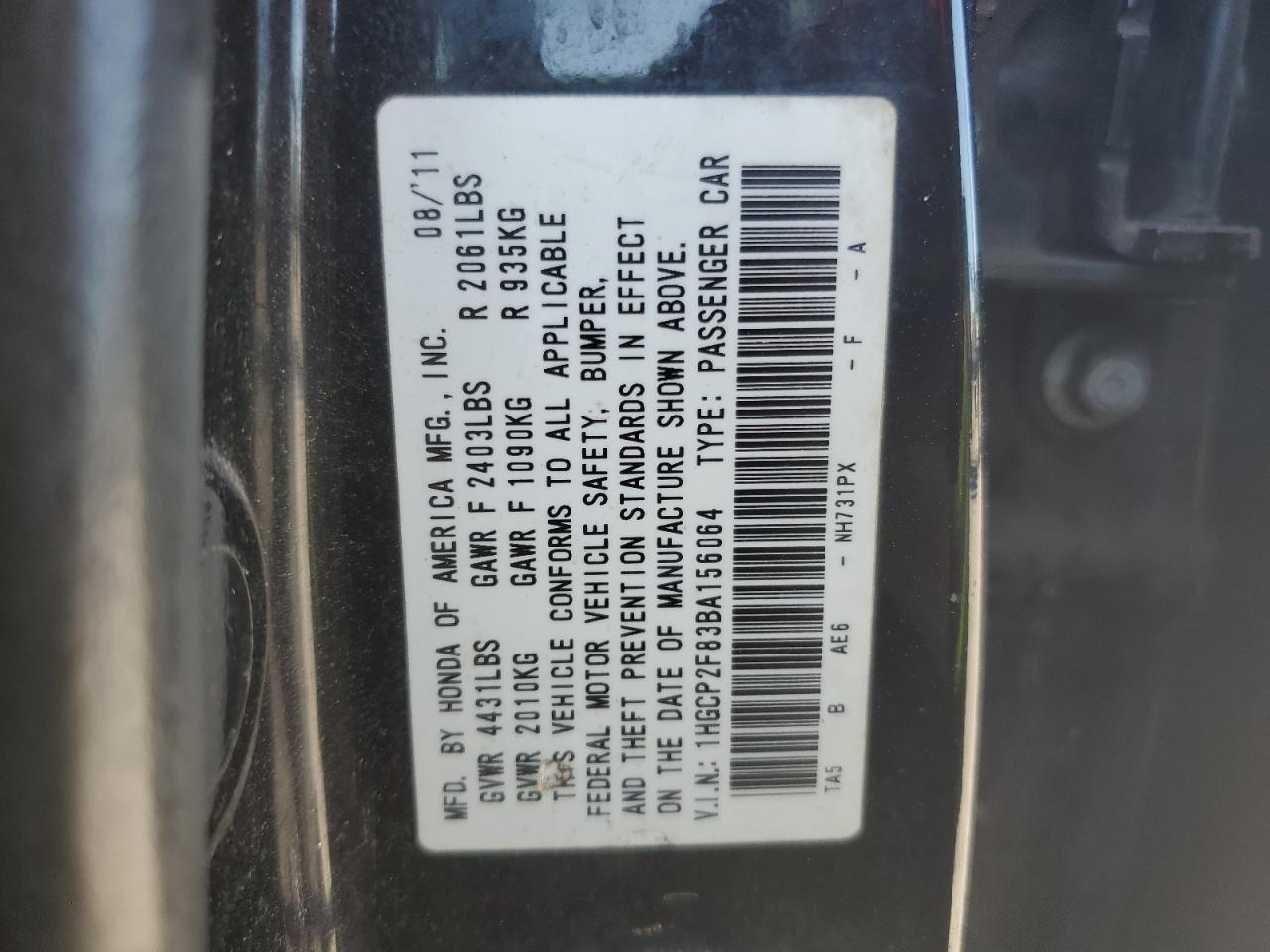 2011 HONDA ACCORD