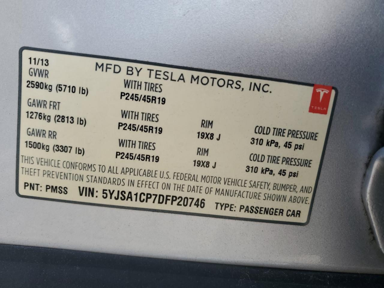 2013 TESLA MODEL S
