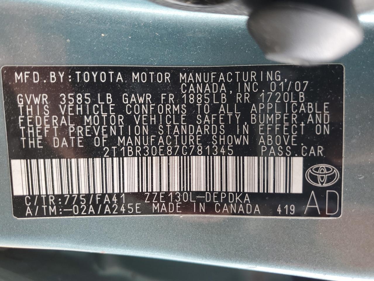 2007 TOYOTA COROLLA