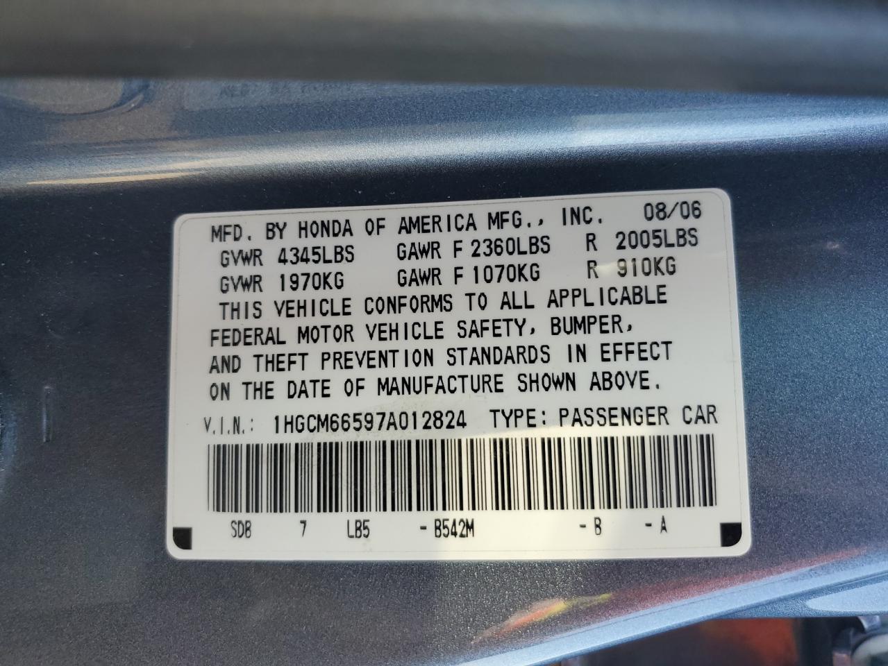 2007 HONDA ACCORD