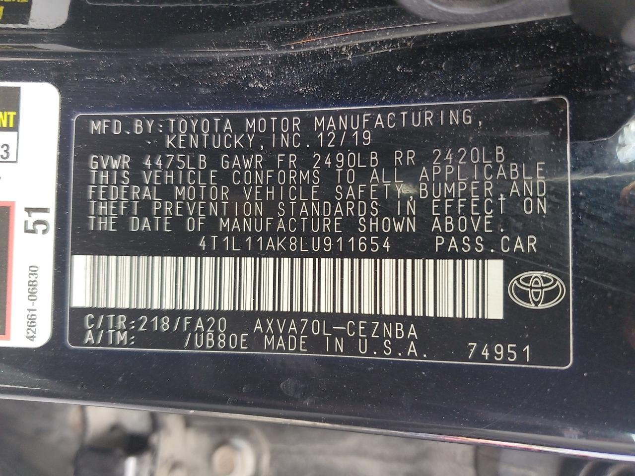 2020 TOYOTA CAMRY