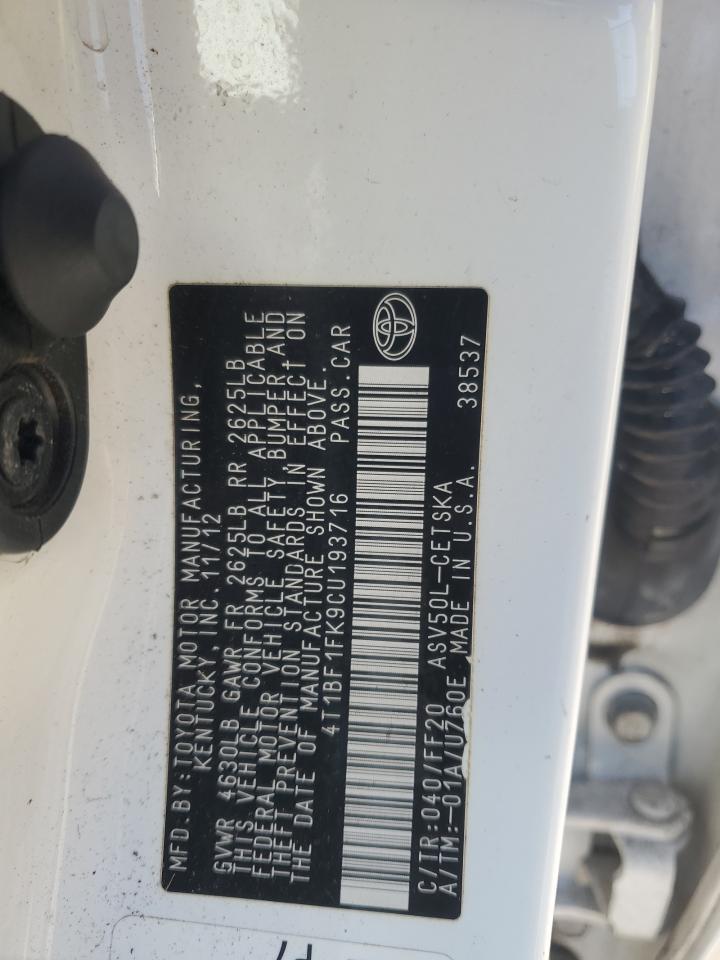 2012 TOYOTA CAMRY