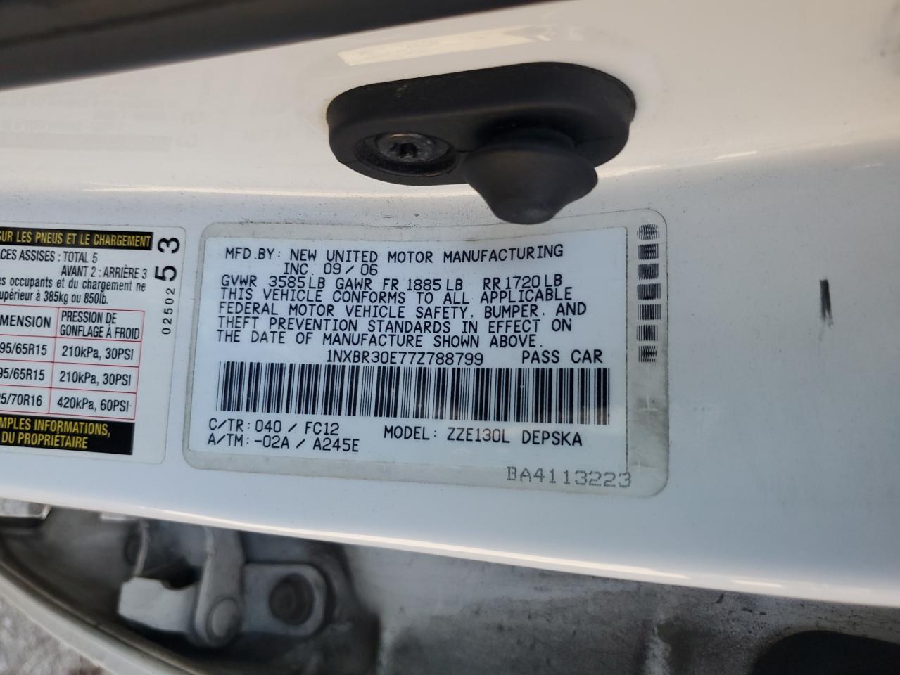 2007 TOYOTA COROLLA