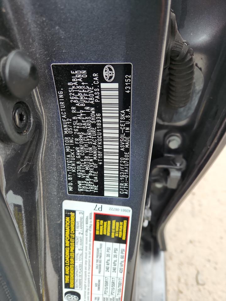 2012 TOYOTA CAMRY