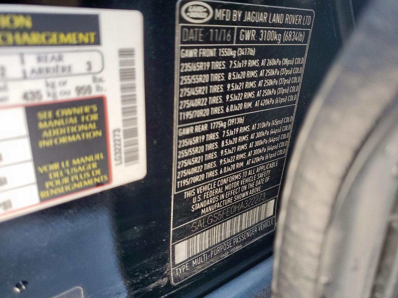 2017 LAND ROVER RANGE ROVER