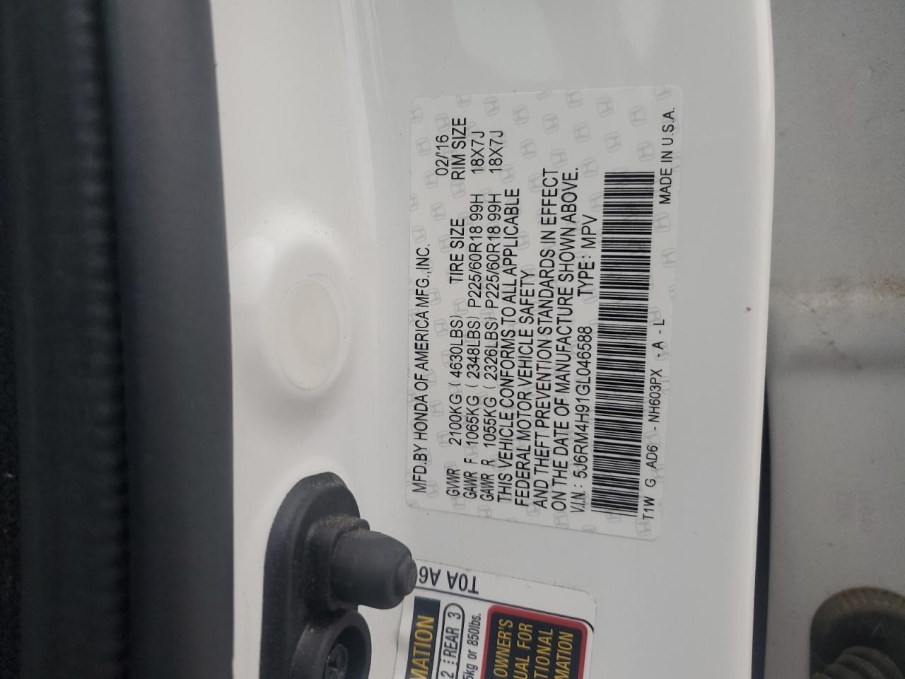 2016 HONDA CR-V