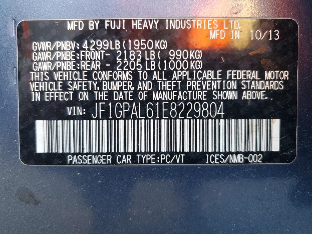 2014 SUBARU IMPREZA