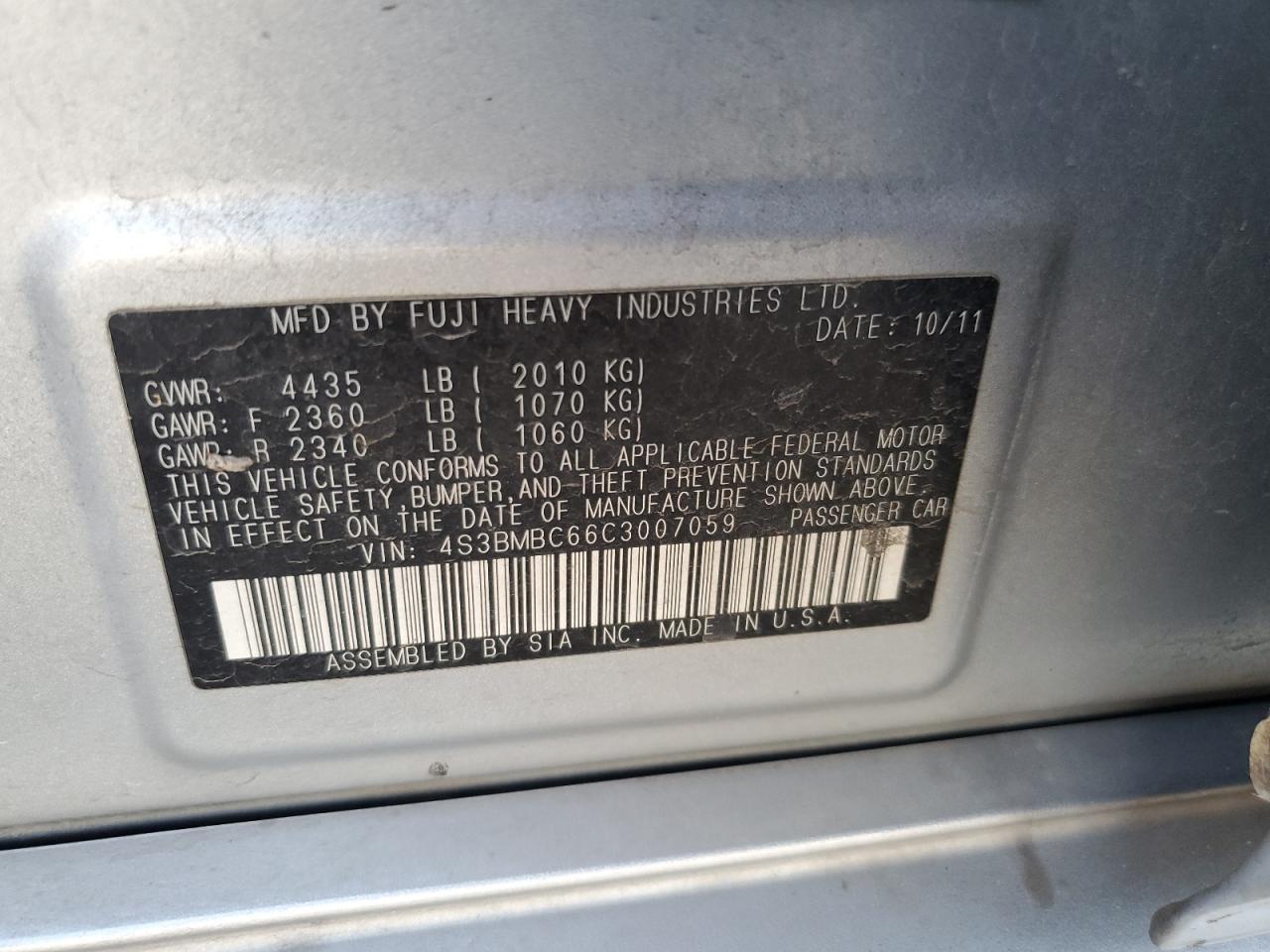 2012 SUBARU Legacy
