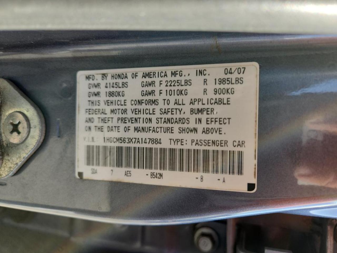 2007 HONDA ACCORD