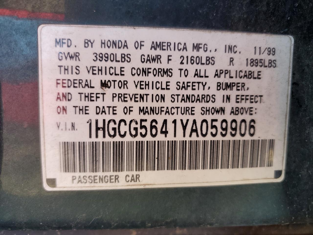 2000 HONDA ACCORD