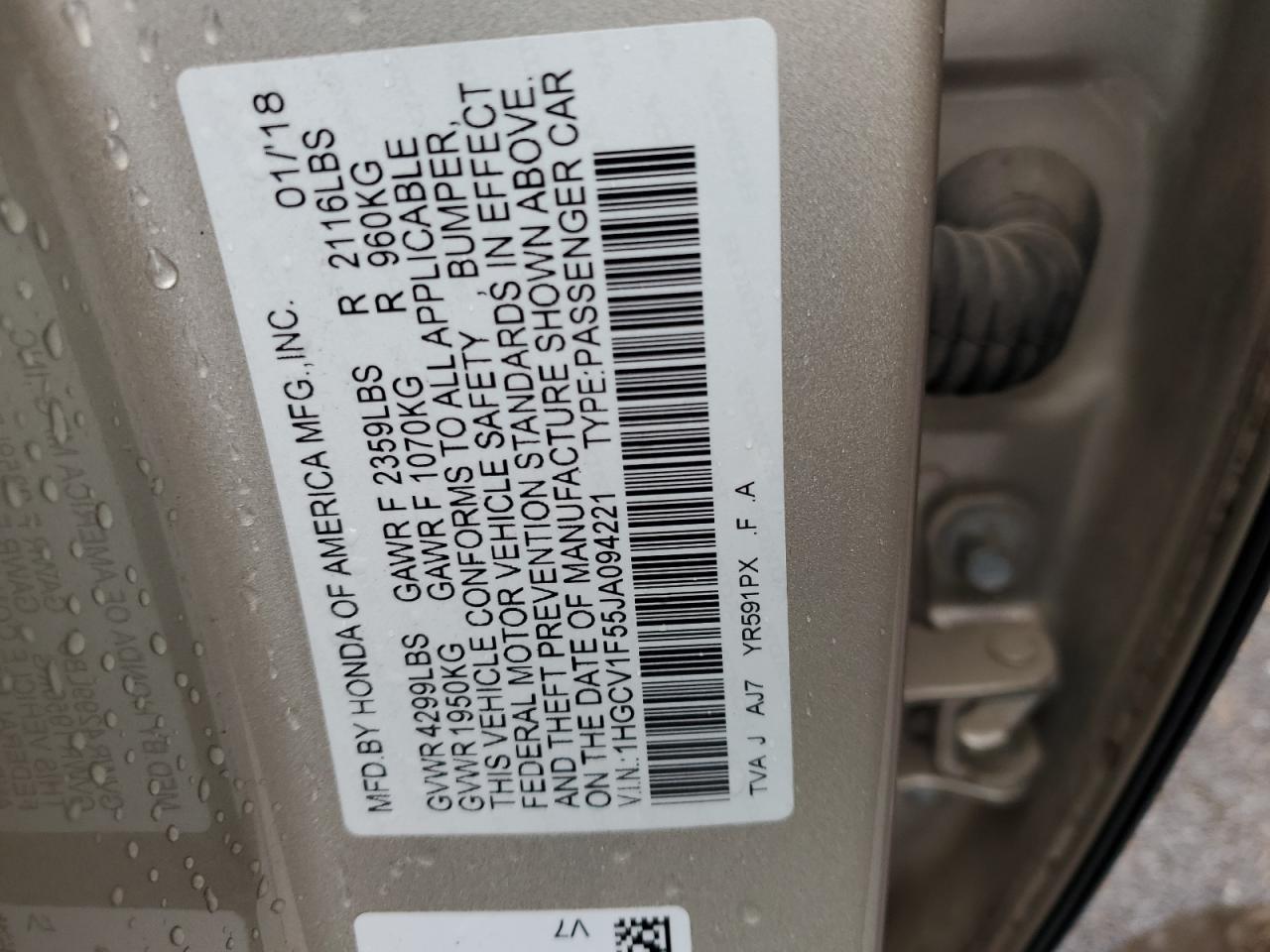 2018 HONDA ACCORD