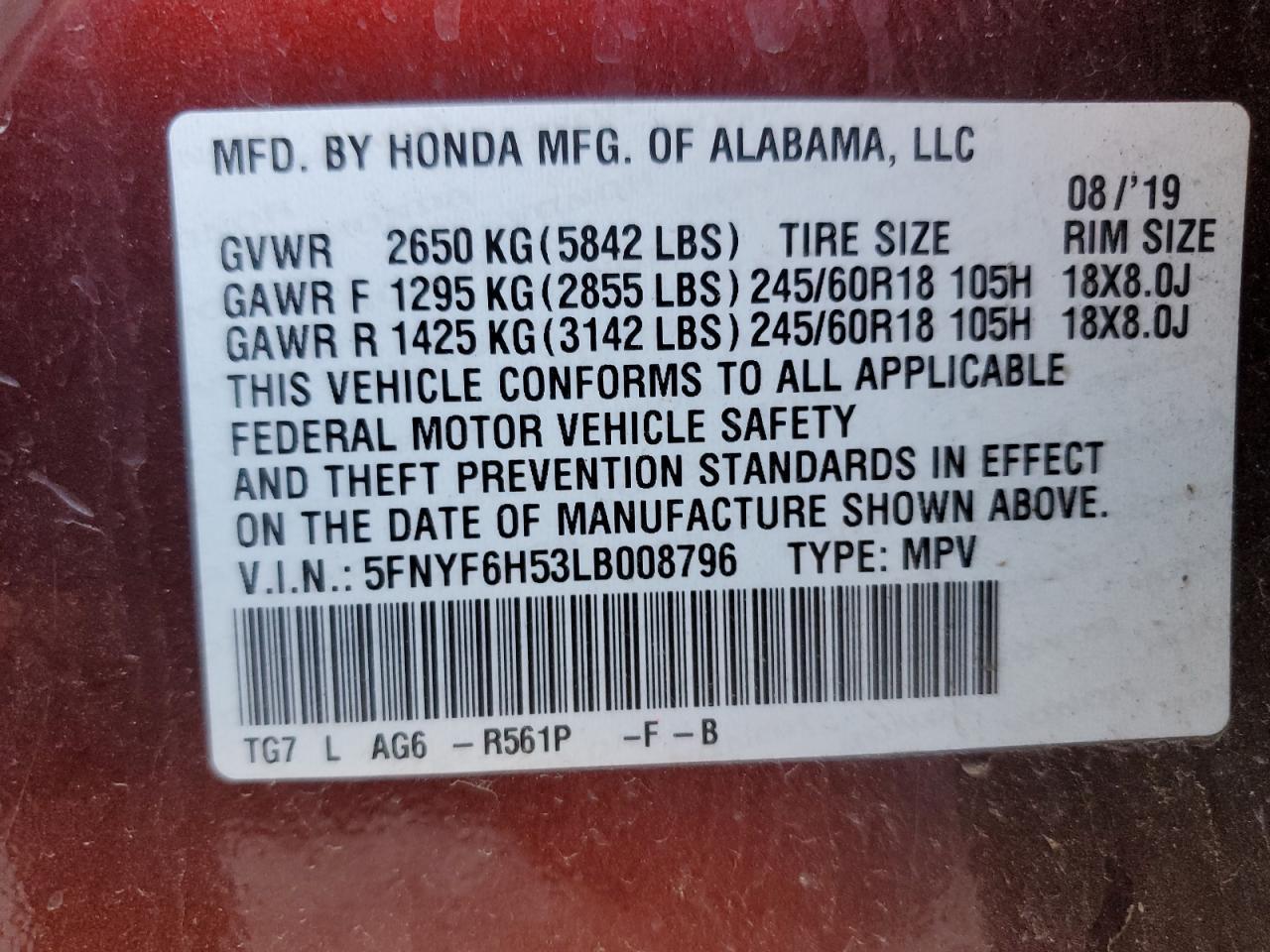 2020 HONDA PILOT