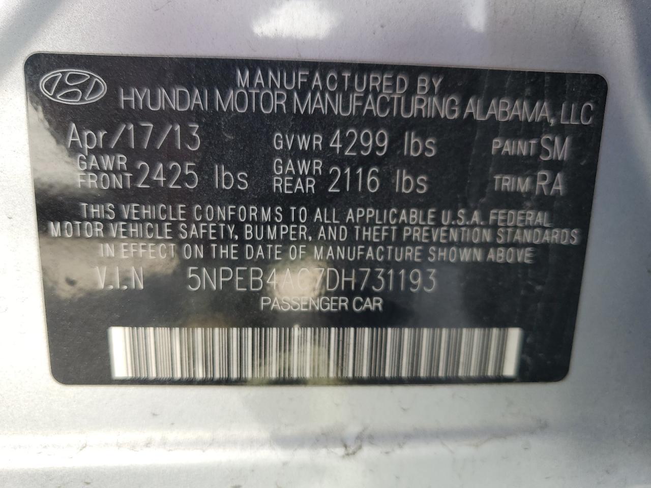 2013 HYUNDAI SONATA