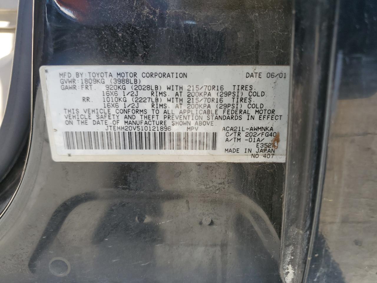 2001 TOYOTA RAV4
