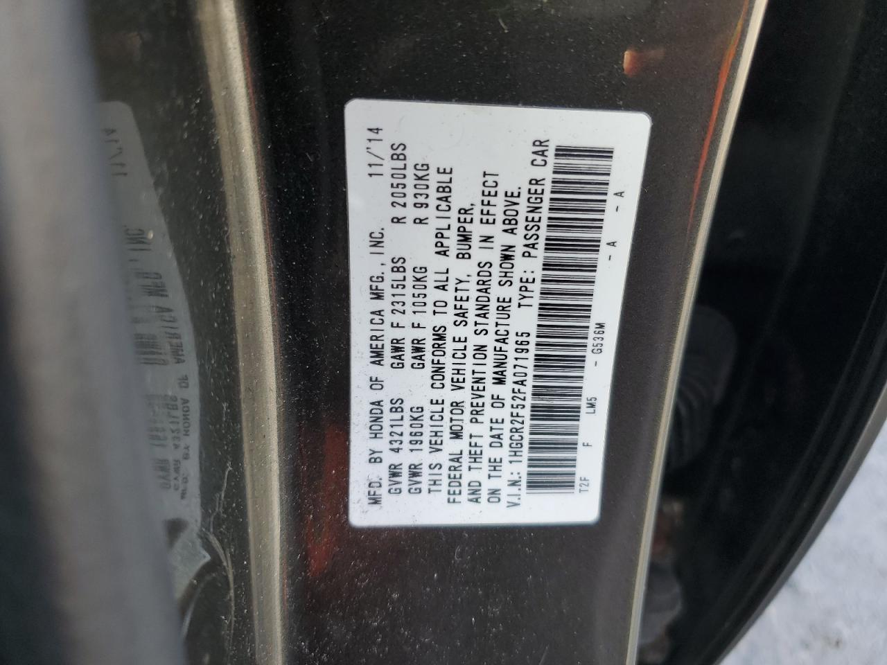 2015 HONDA ACCORD