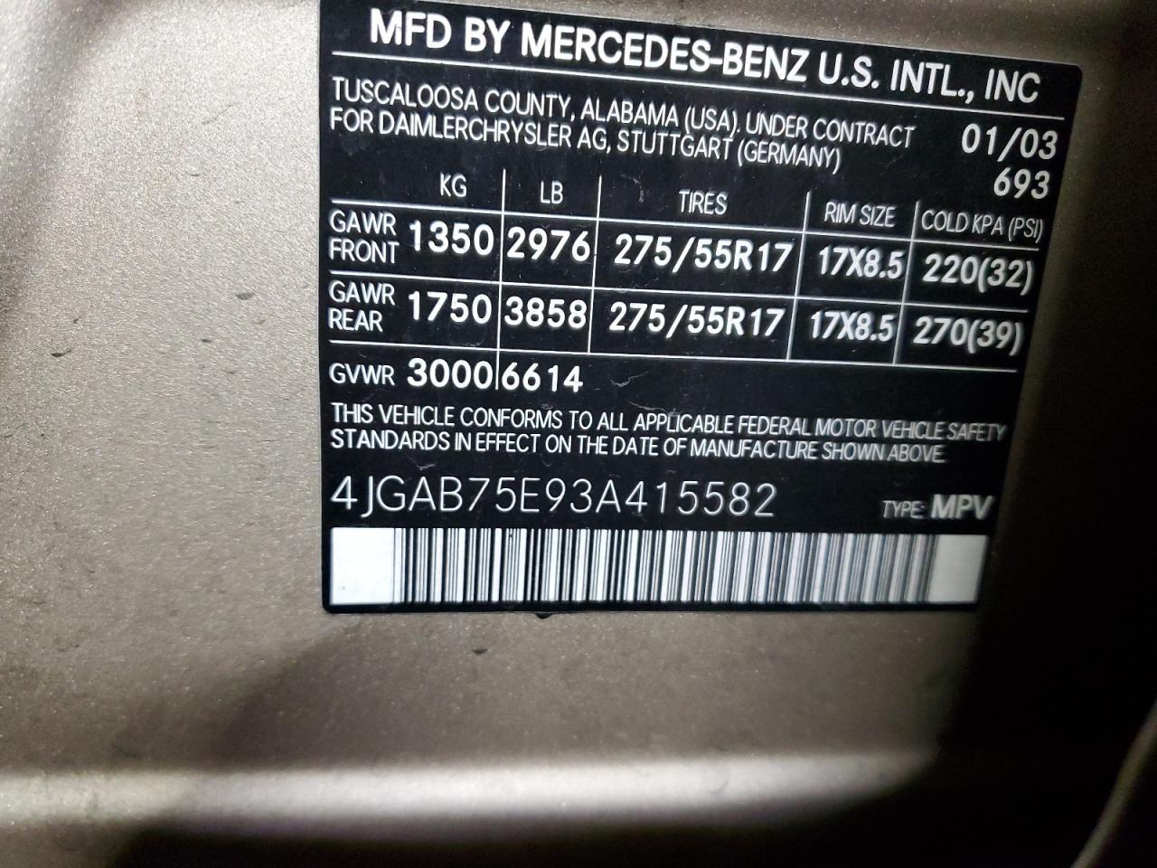 2003 MERCEDES-BENZ