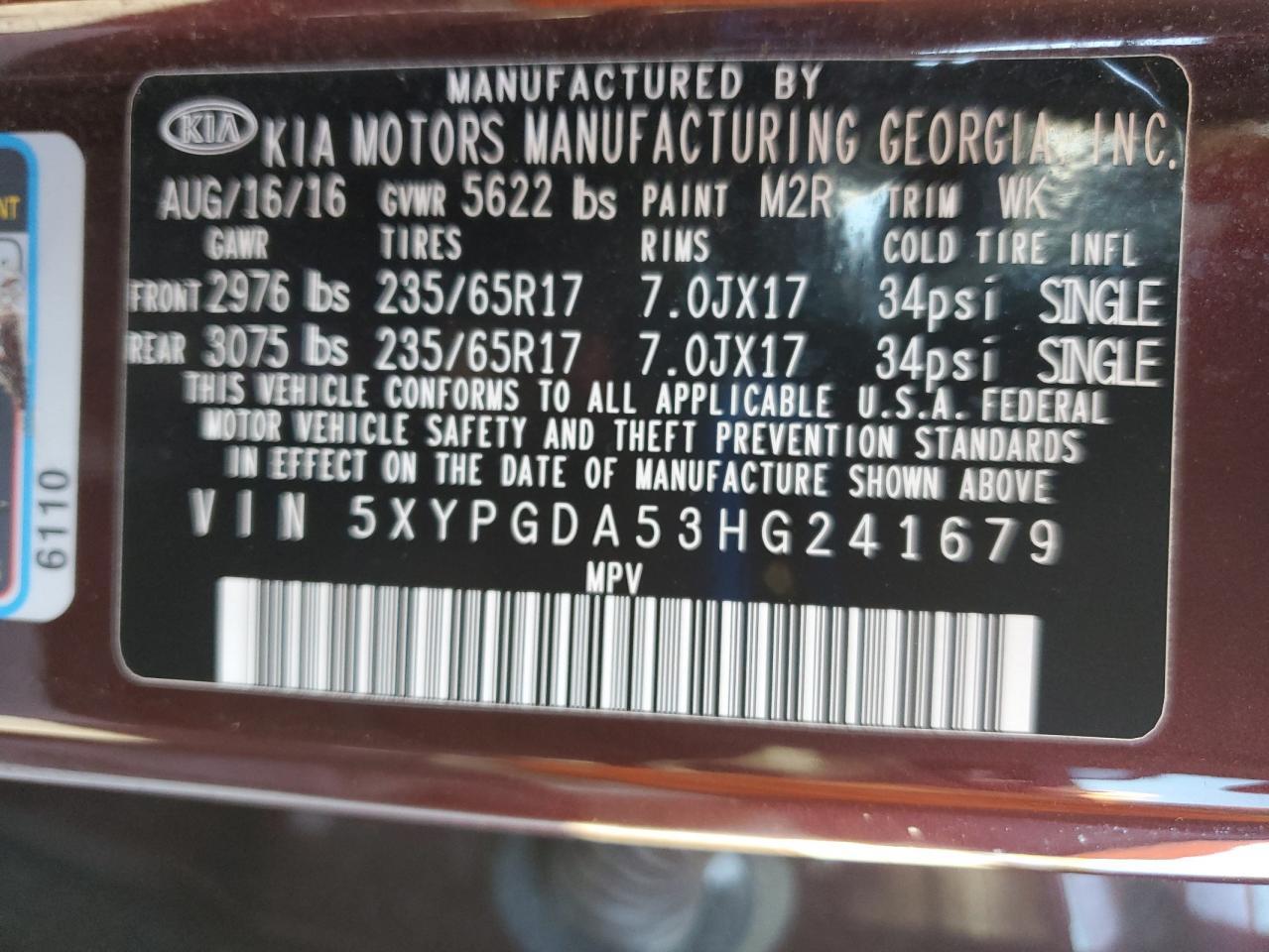 2017 KIA SORENTO