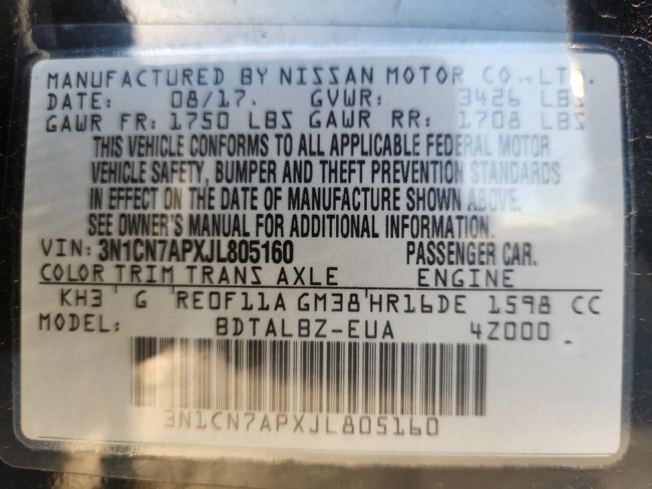 2018 NISSAN VERSA