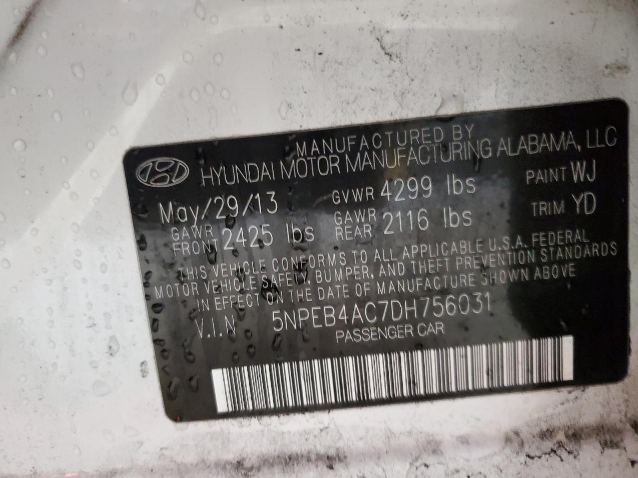 2013 HYUNDAI SONATA