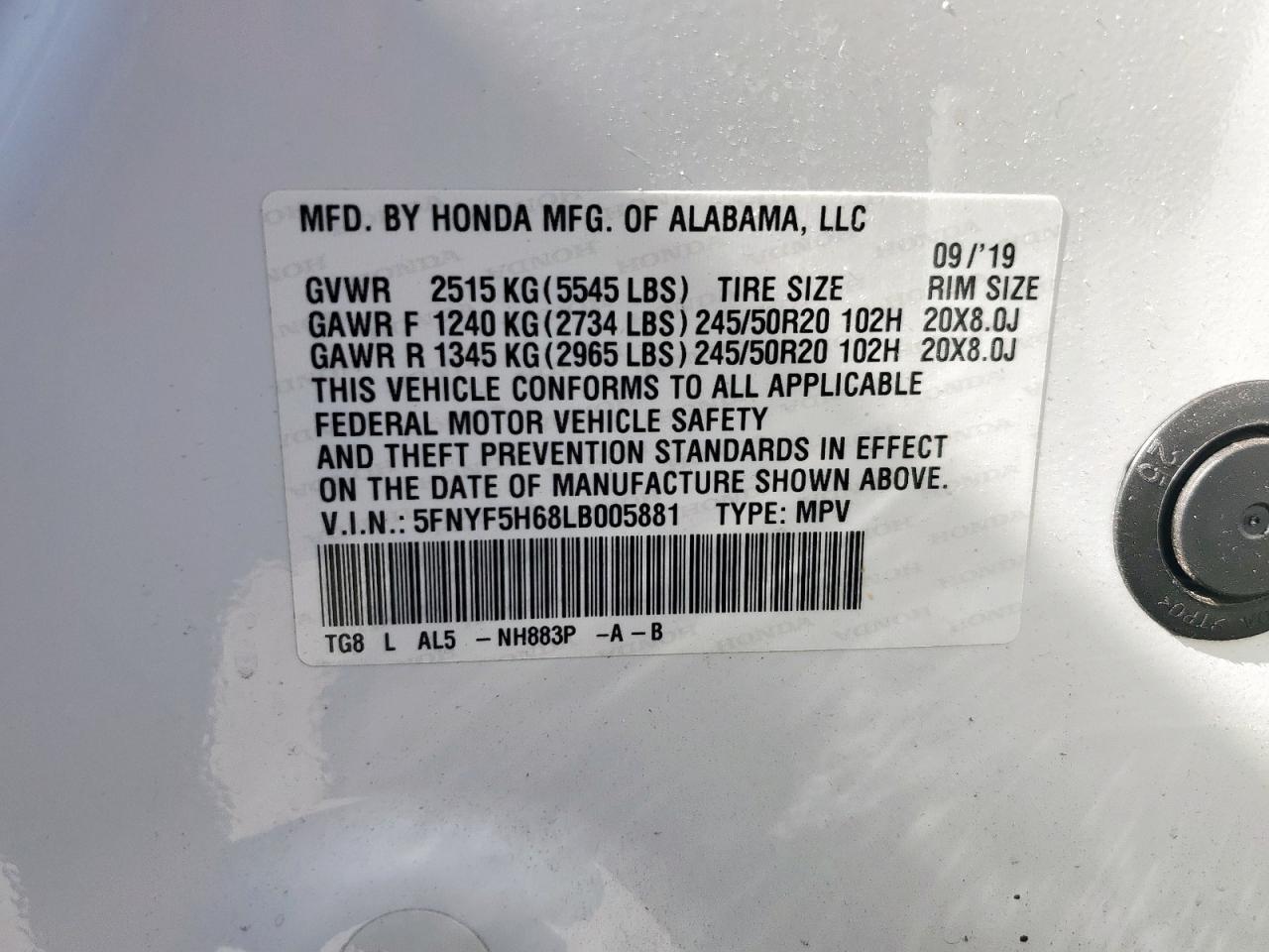 2020 HONDA PILOT