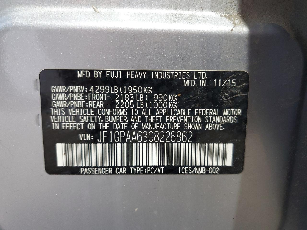 2016 SUBARU IMPREZA