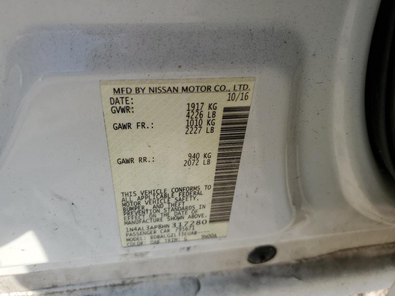 2017 NISSAN ALTIMA