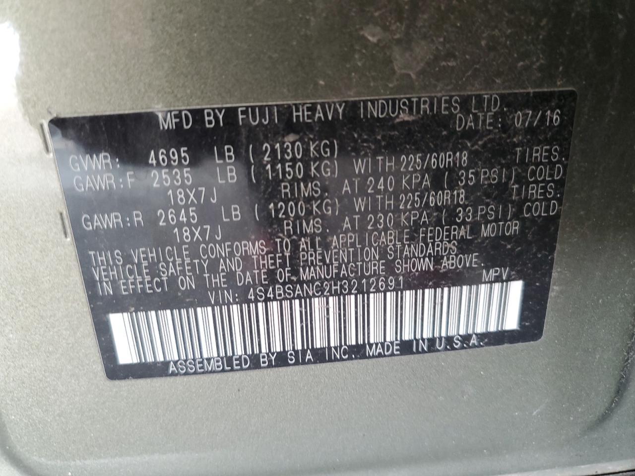 2017 SUBARU Outback