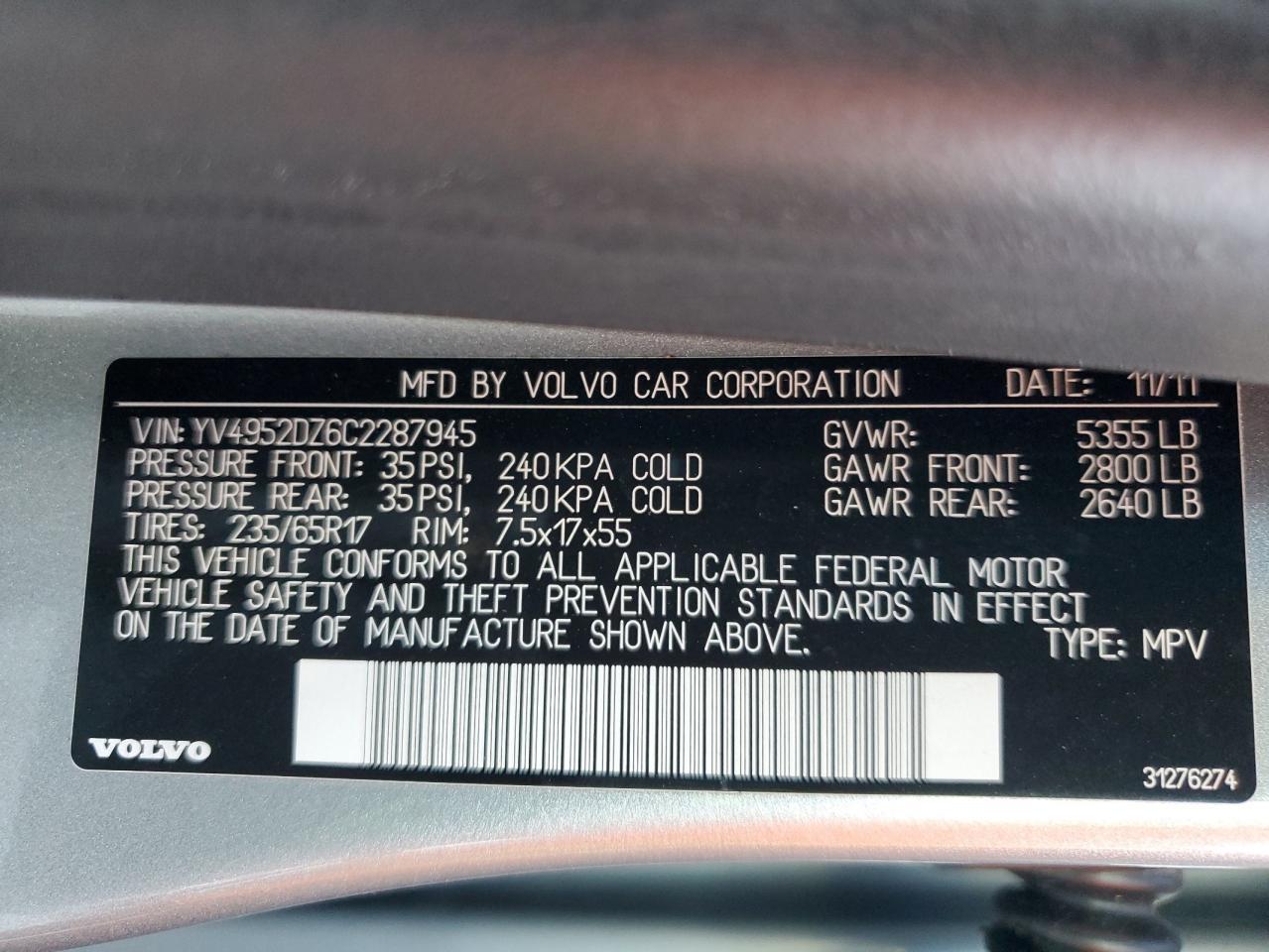 2012 VOLVO XC60
