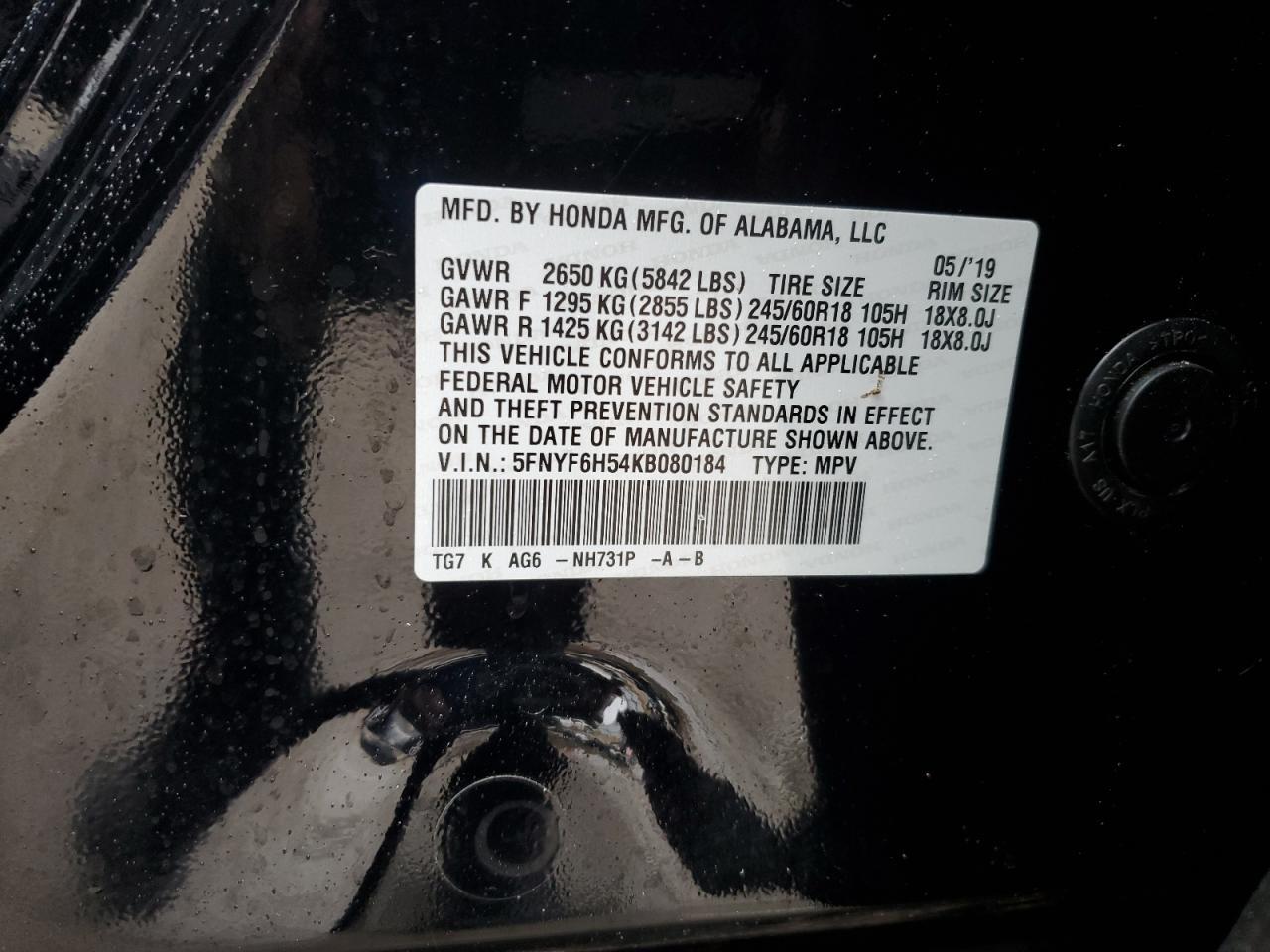 2019 HONDA PILOT