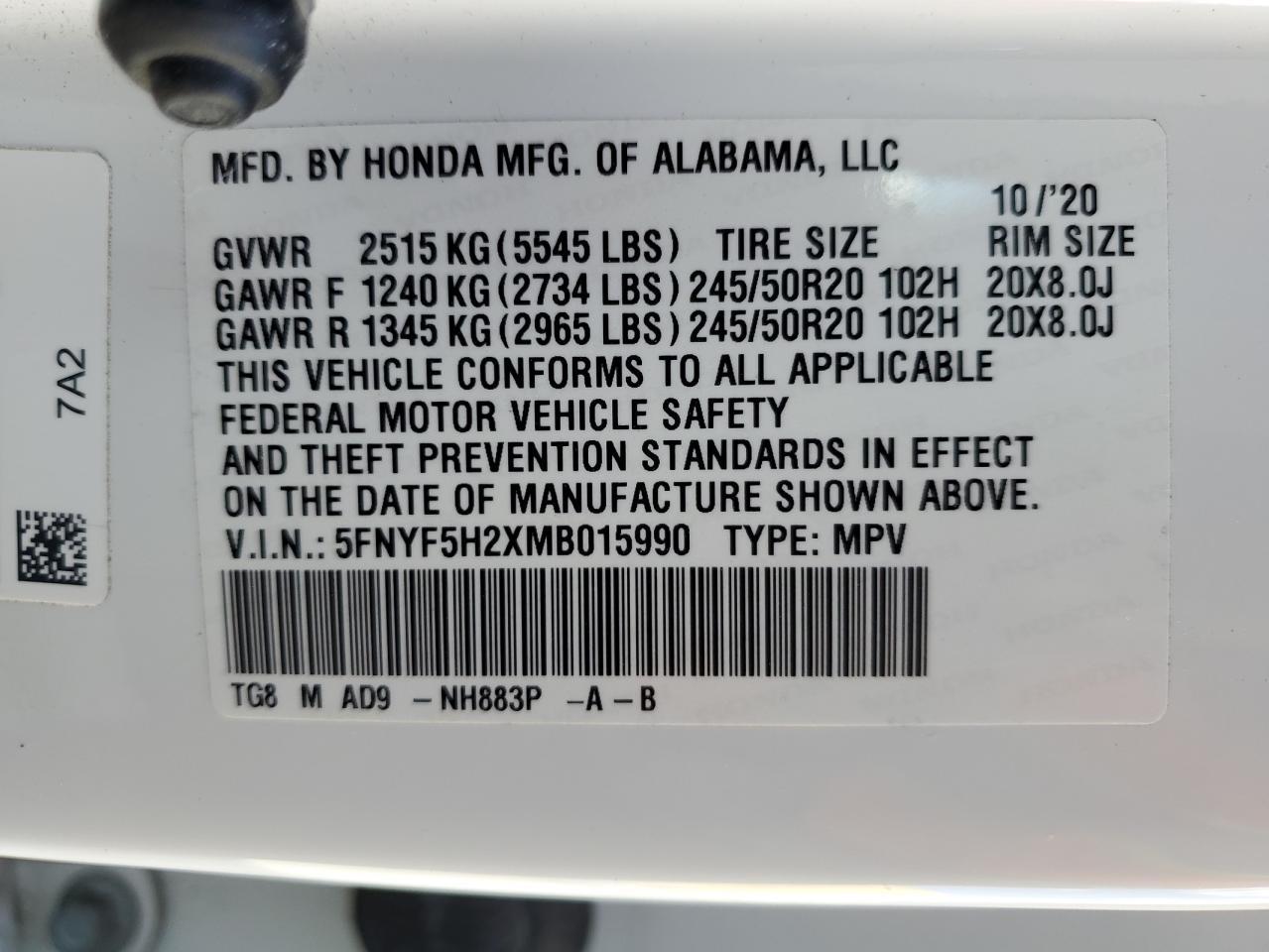 2021 HONDA PILOT